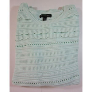 BANANA REPUBLIC Green Knit Long Sleeve Scallop Pattern Sweater Cotton Blend XL